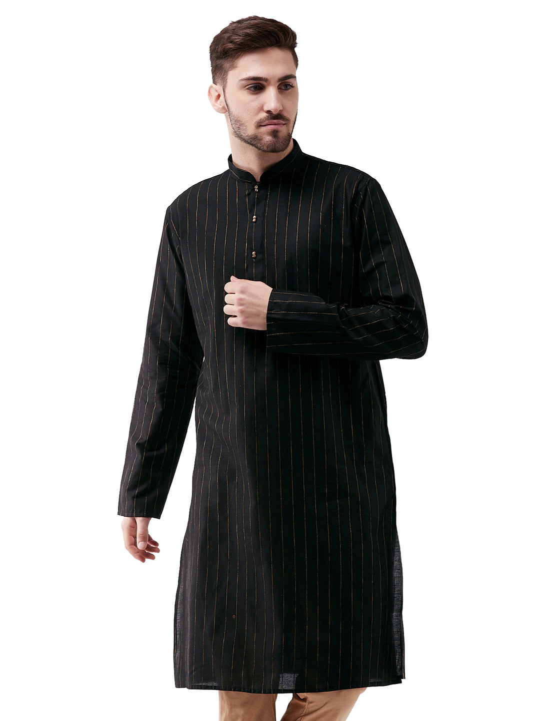 Men's Black Cotton Blend Kurta