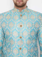 Men's Aqua Silk Blend Sherwani Only Top