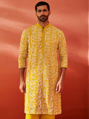 Men's Mustard Georgette Kurta