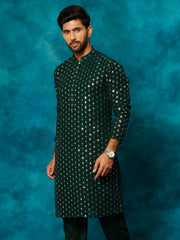 Men's Green Georgette Kurta