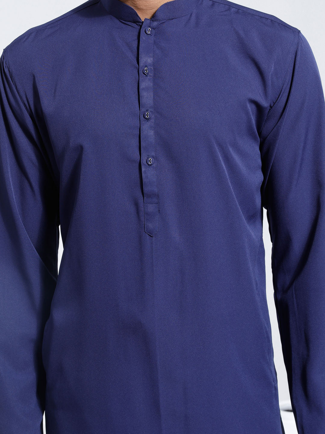 Men's Navy Blue Crepe Kurta And Pyjama