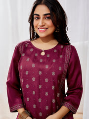 Women's Wine Kurta Set