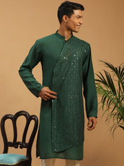 Men's Green Cotton Blend Kurta