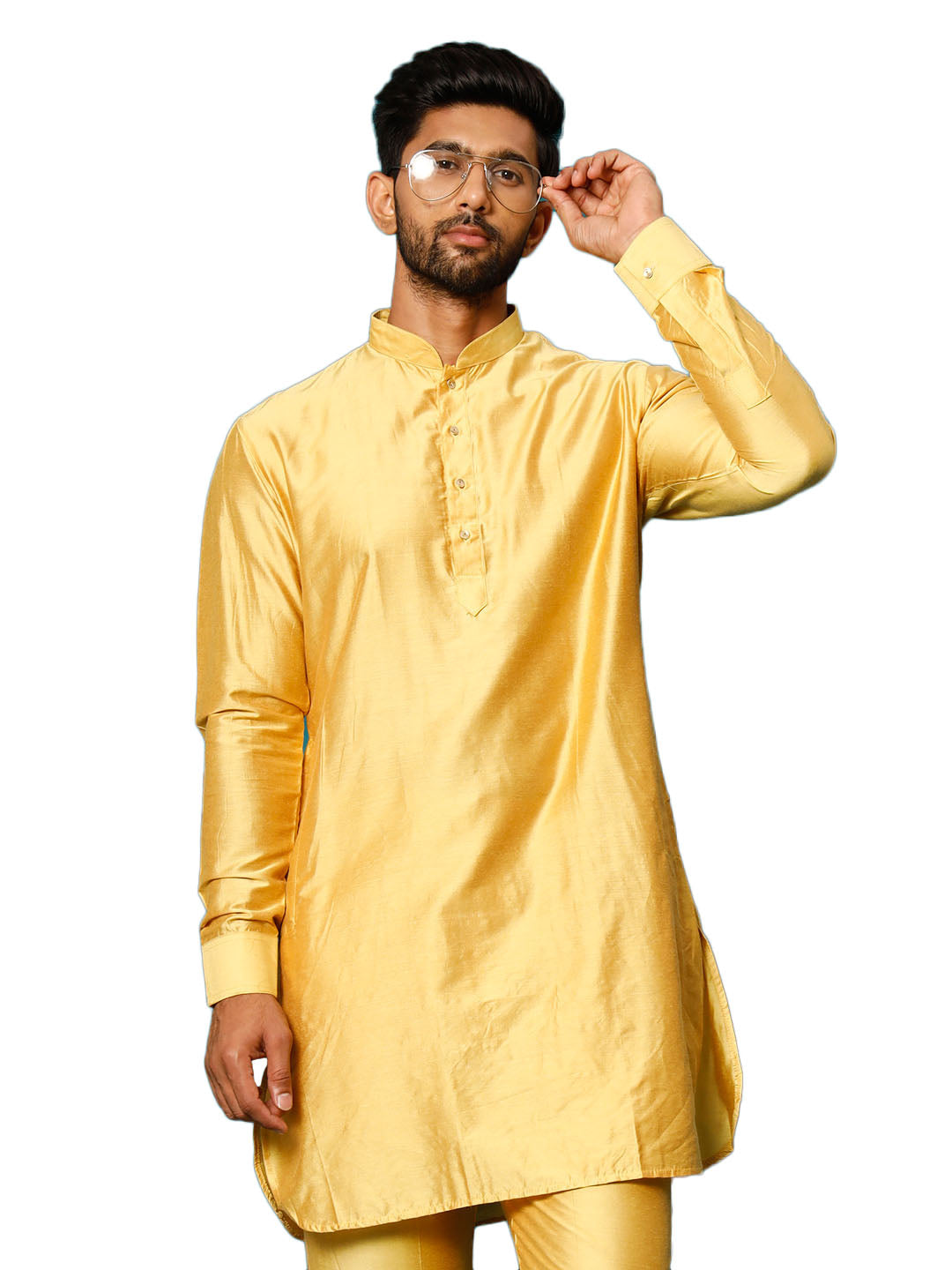 Men's Mustard Viscose Kurta