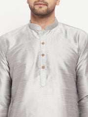 Men's Grey Silk Blend Kurta