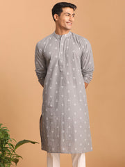 Men's Grey Cotton Kurta