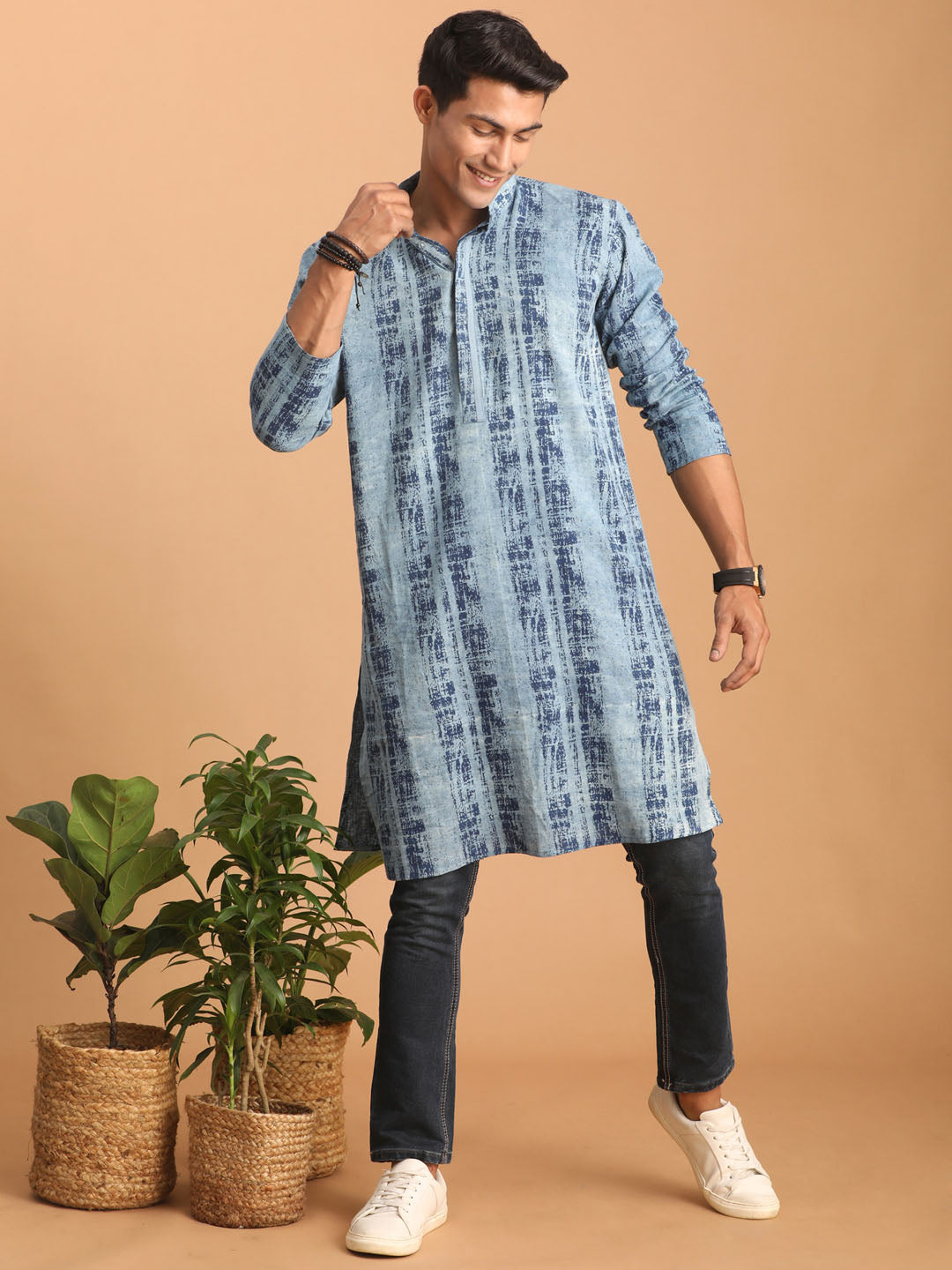 Men's Indigo Blue Cotton Kurta