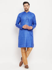 Men's Blue Silk Blend Kurta