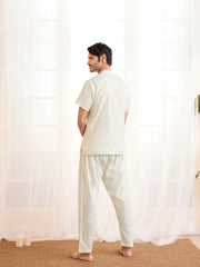 Men's White Cotton Kurta Pyjama Set