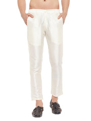 Men's Cream Silk Blend Pant Style Pyjama