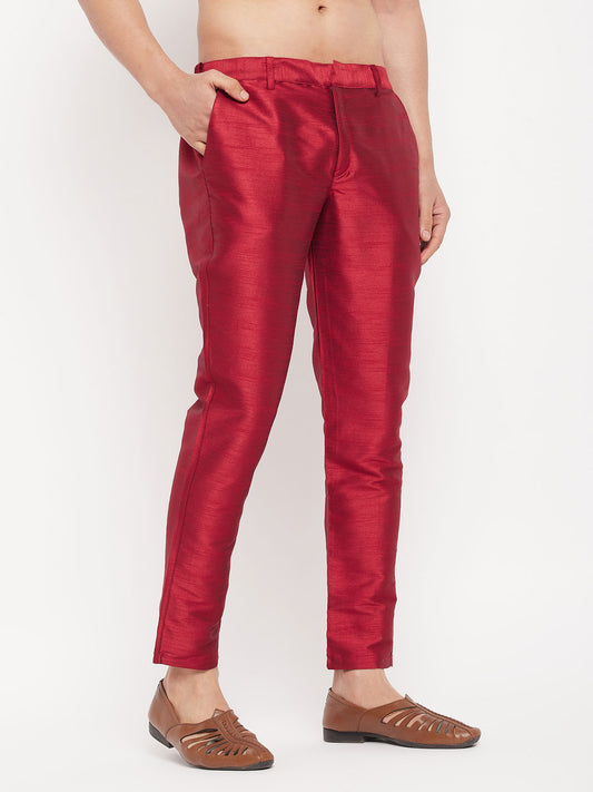 Men's Maroon Silk Blend Pant Style Pyjama