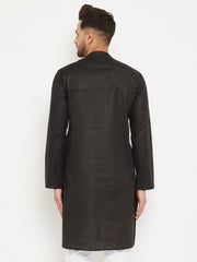 Men's Black Cotton Blend Kurta