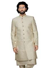 Men's Cream Silk Blend Sherwani Only Top