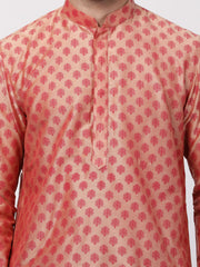 Men Pink Cotton Blend Kurta