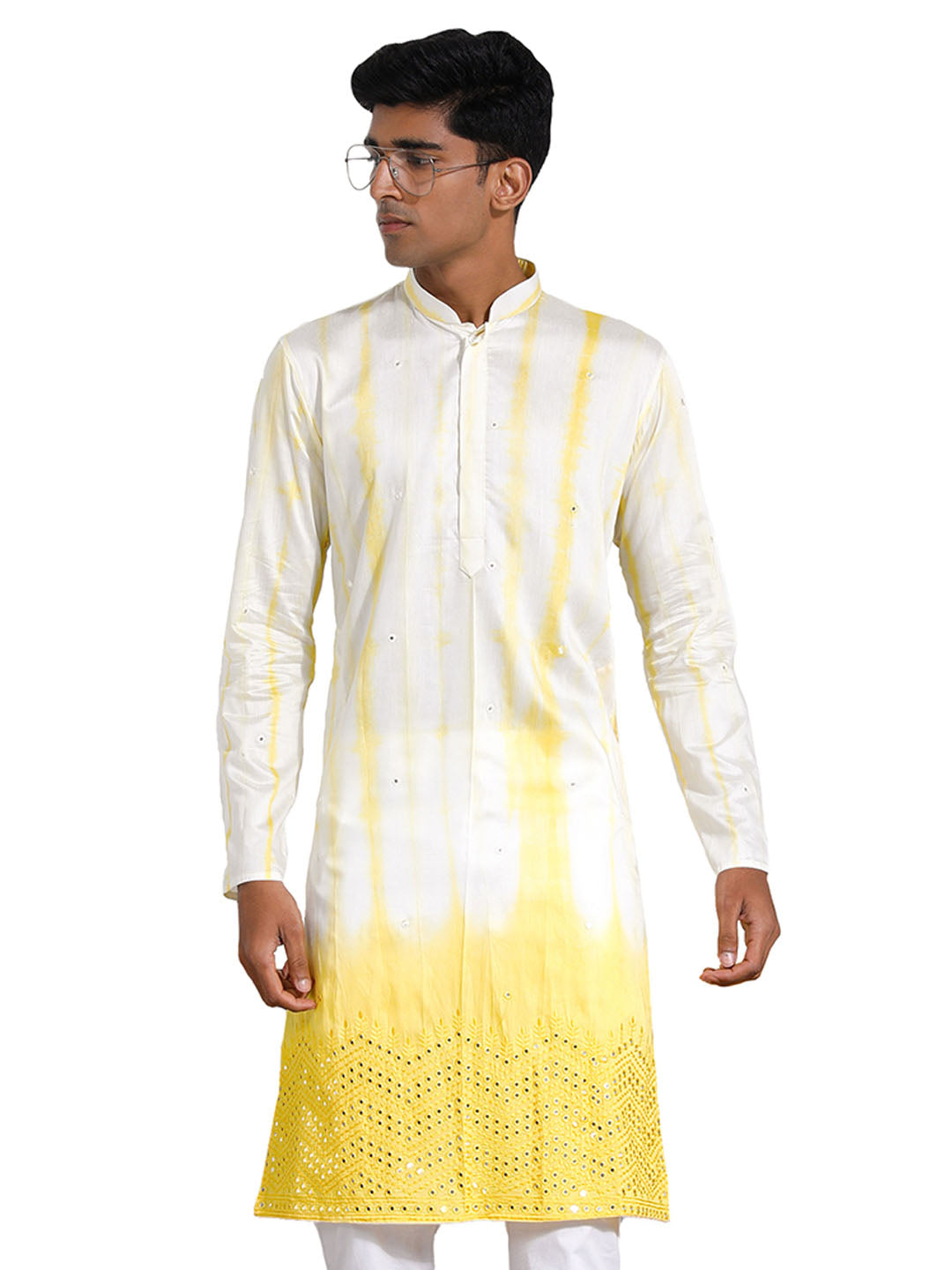 Men's Yellow Viscose Kurta