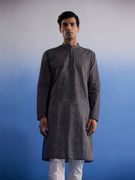 Men's Black Pure Cotton Kurta