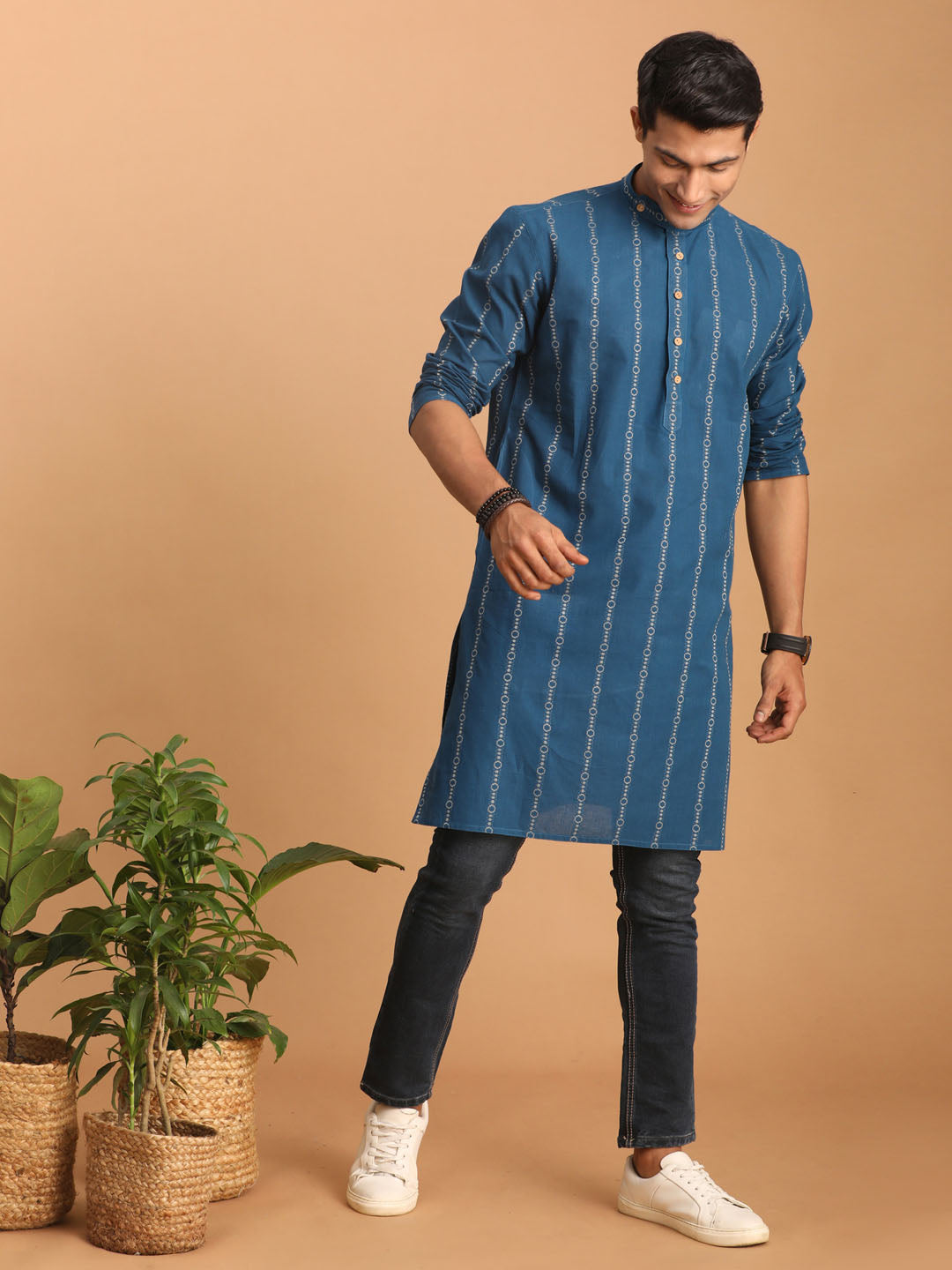 Men's Indigo Blue Cotton Kurta