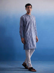 Men's Aqua Cotton Kurta