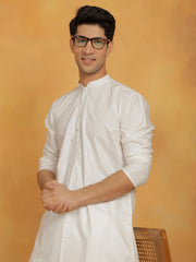 Men's Off White Cotton Silk Kurta