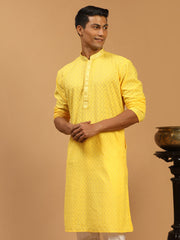 Men's Yellow Cotton Kurta