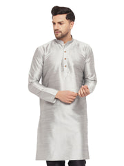 Men's Grey Silk Blend Kurta