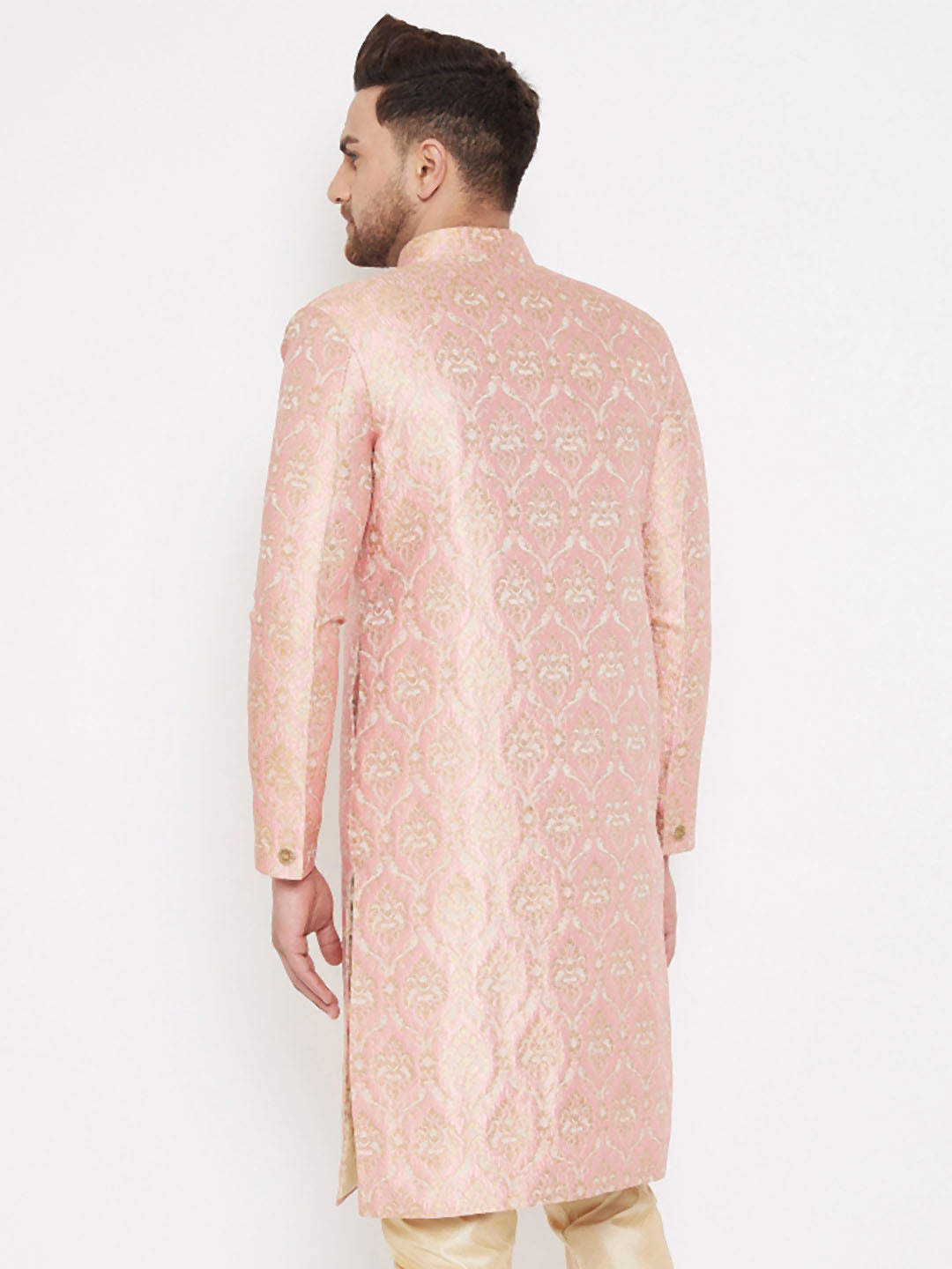 Men's Pink Silk Blend Sherwani Only Top