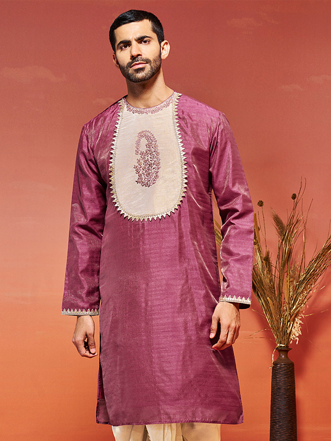 Men's Onion Silk Blend Kurta