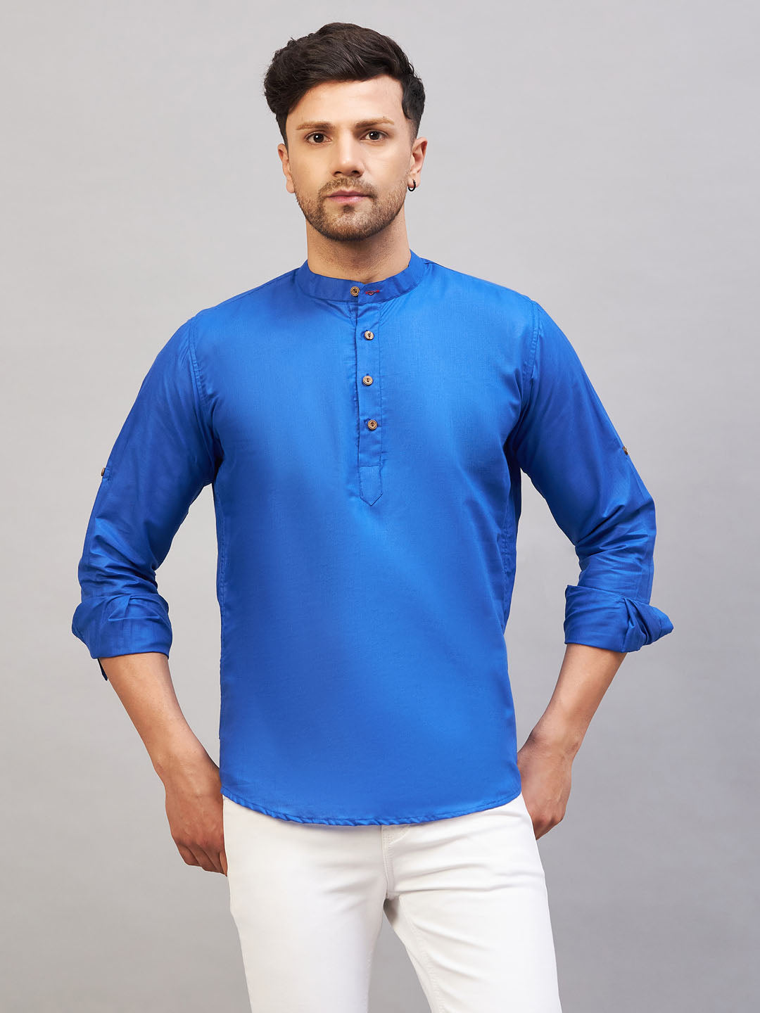 Men's Blue Cotton Blend Kurta