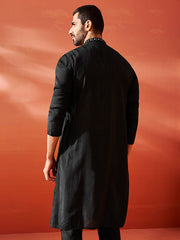 Men's Black Silk Blend Kurta