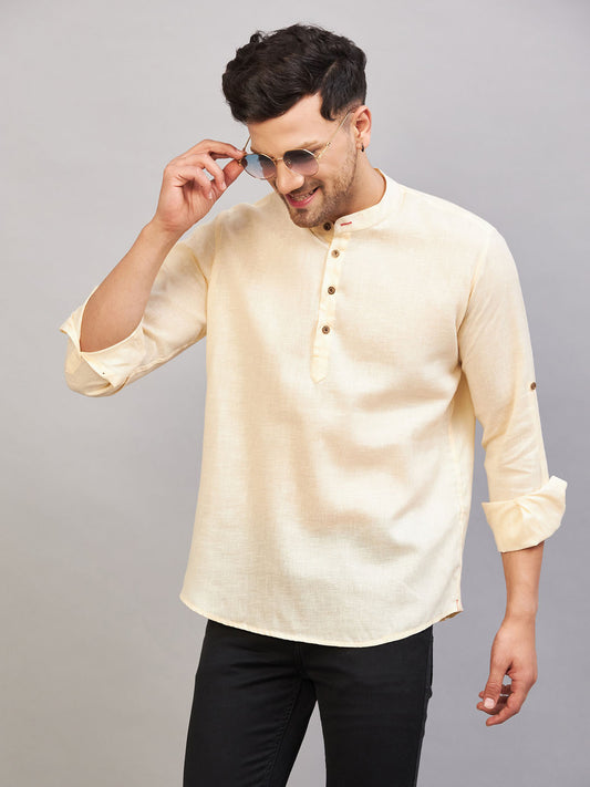 Men's Cream Cotton Blend Kurta