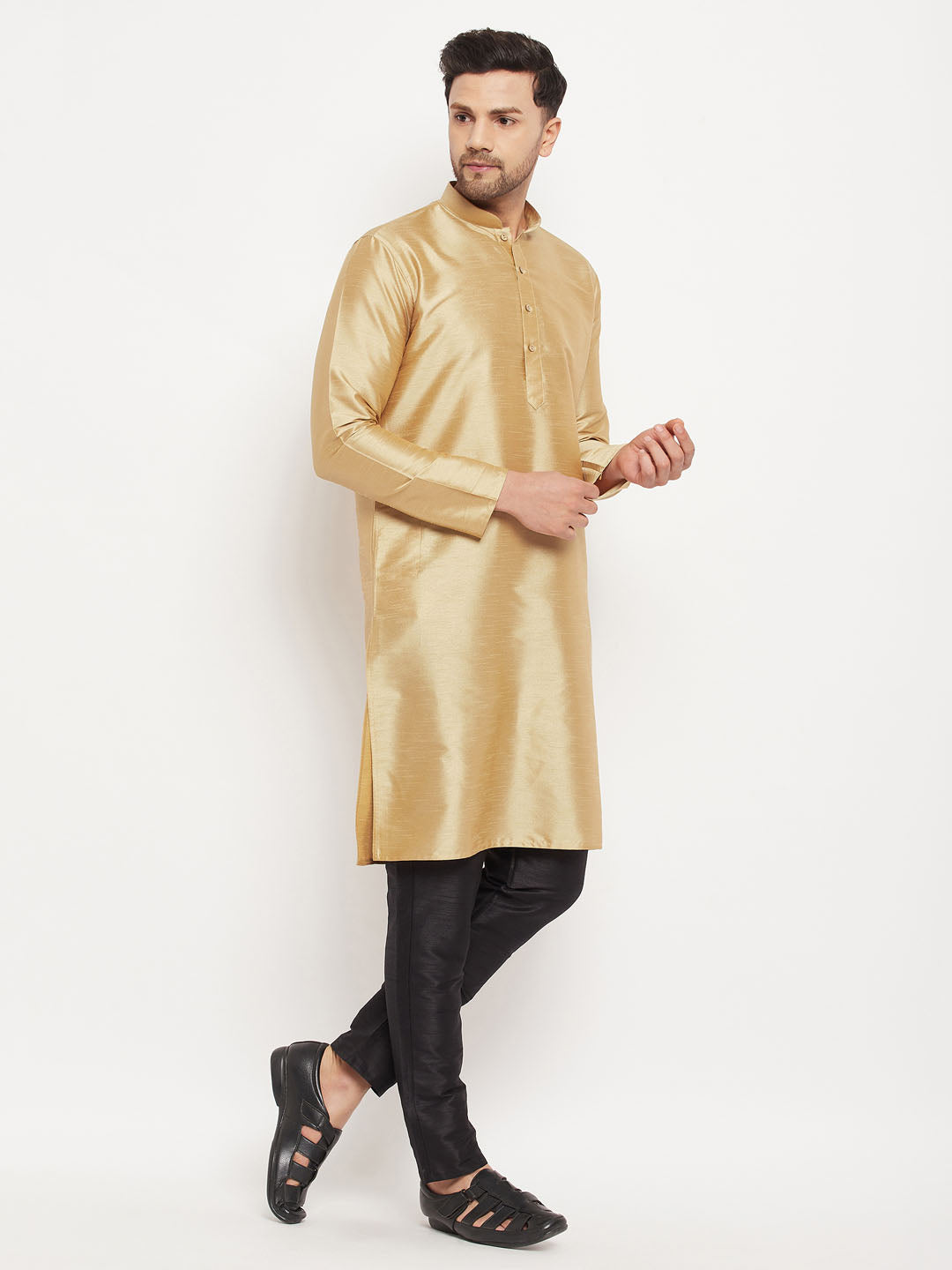 Men's Gold Silk Blend Kurta