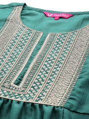 Sea Green embroidered kurta with straight pant and dupatta