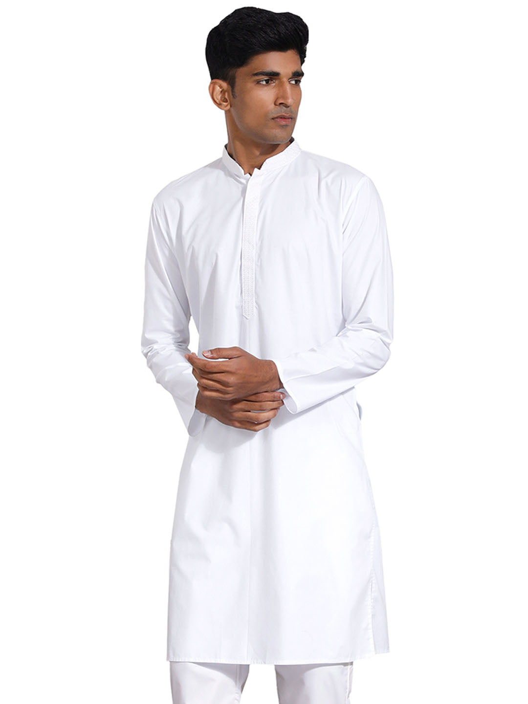 Men's White Cotton Silk Kurta