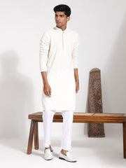 Men's Cream Rayon Kurta And Pyjama Set