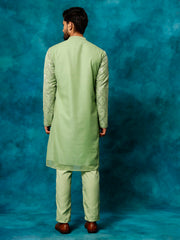 Men's Mint Green Georgette Kurta Pyjama Set