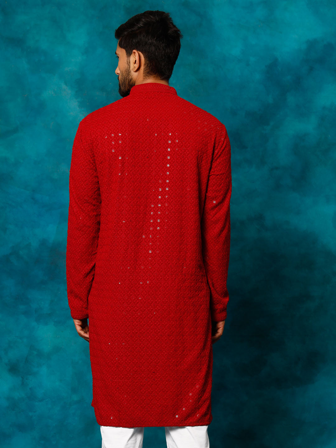 Men's Maroon Rayon Cotton Kurta