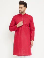 Men's Maroon Cotton Kurta