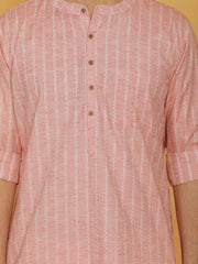 Men's Pink Cotton Kurta