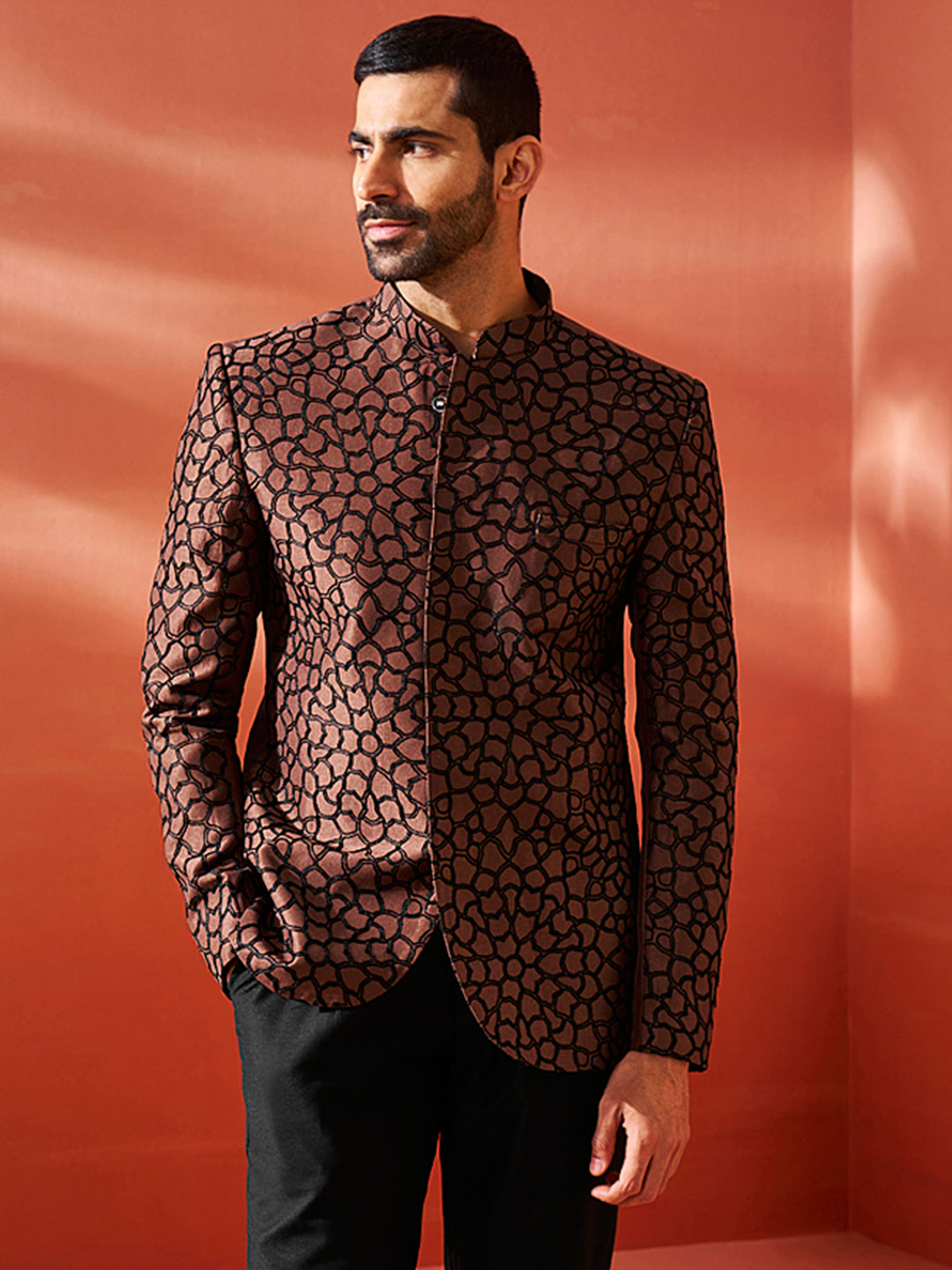 Men's Rust Silk Blend Jodhpuri