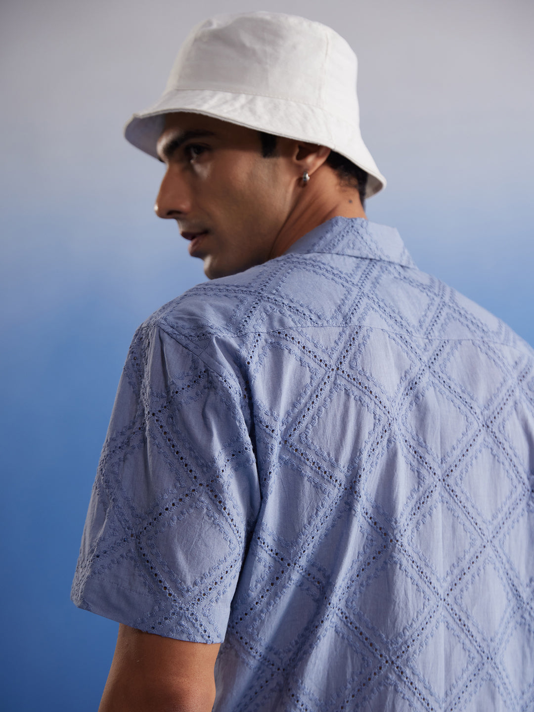 Men's Aqua Cotton Ethnic Shirt