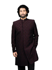 Men's Wine Silk Blend Sherwani Only Top