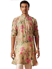 Men's Multi color Base Beige Cotton blend Kurta