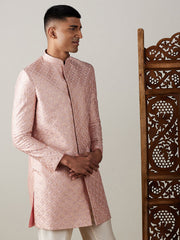 Men's Peach Silk Blend Sherwani Only Top