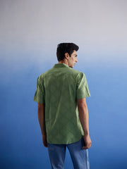 Men's Green Cotton Ethnic Shirt