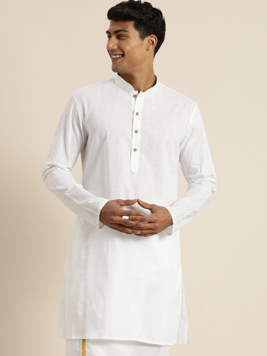 Men's White Cotton Kurta