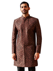 Men's Rust Silk Blend Sherwani Only Top