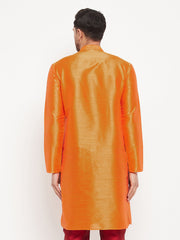 Men's Orange Silk Blend Kurta