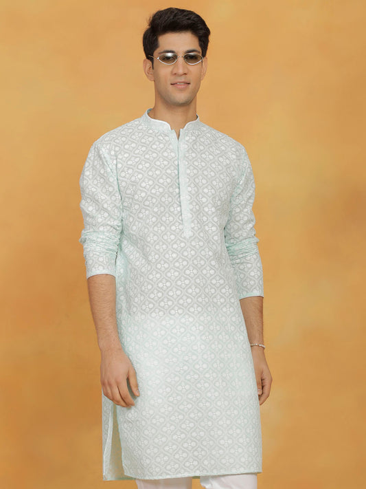 Men's Green Cotton Kurta