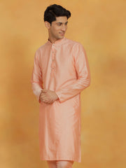 Men's Peach Viscose Kurta