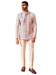 Men's Purple Silk Blend Jodhpuri,Pyjama Set